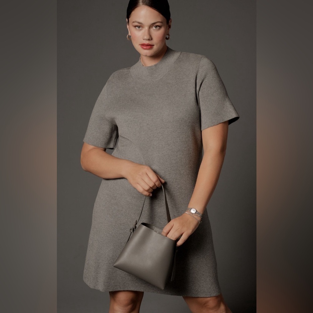 NWT! Anthro The Nina Short-Sleeve Mock-Neck Mod Mini Dress - Multiple Size🏀 - Picture 2 of 10